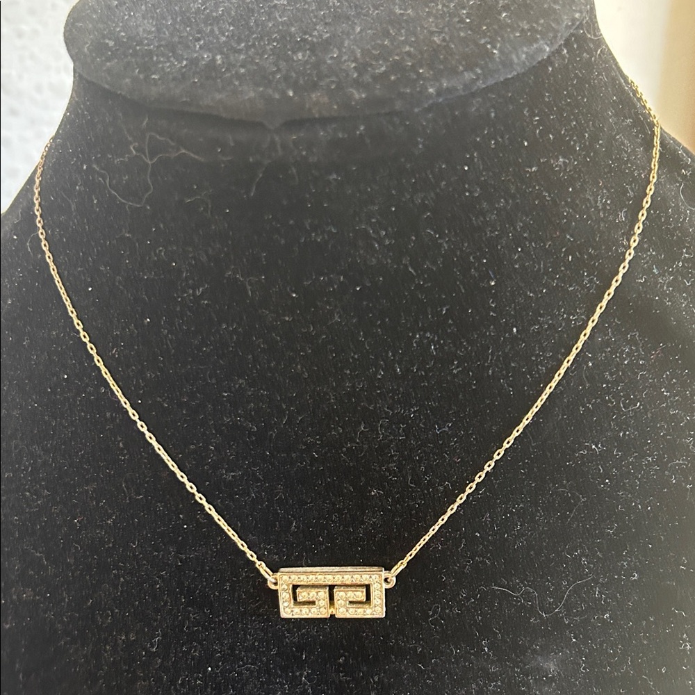 Givenchy Goldtone Logo Necklace with Geometric Pendant - Picture 1 of 4